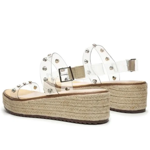 SCHUTZ Christiane Vinyl Studded Platform Wedge Sandal NIB - Picture 5 of 9